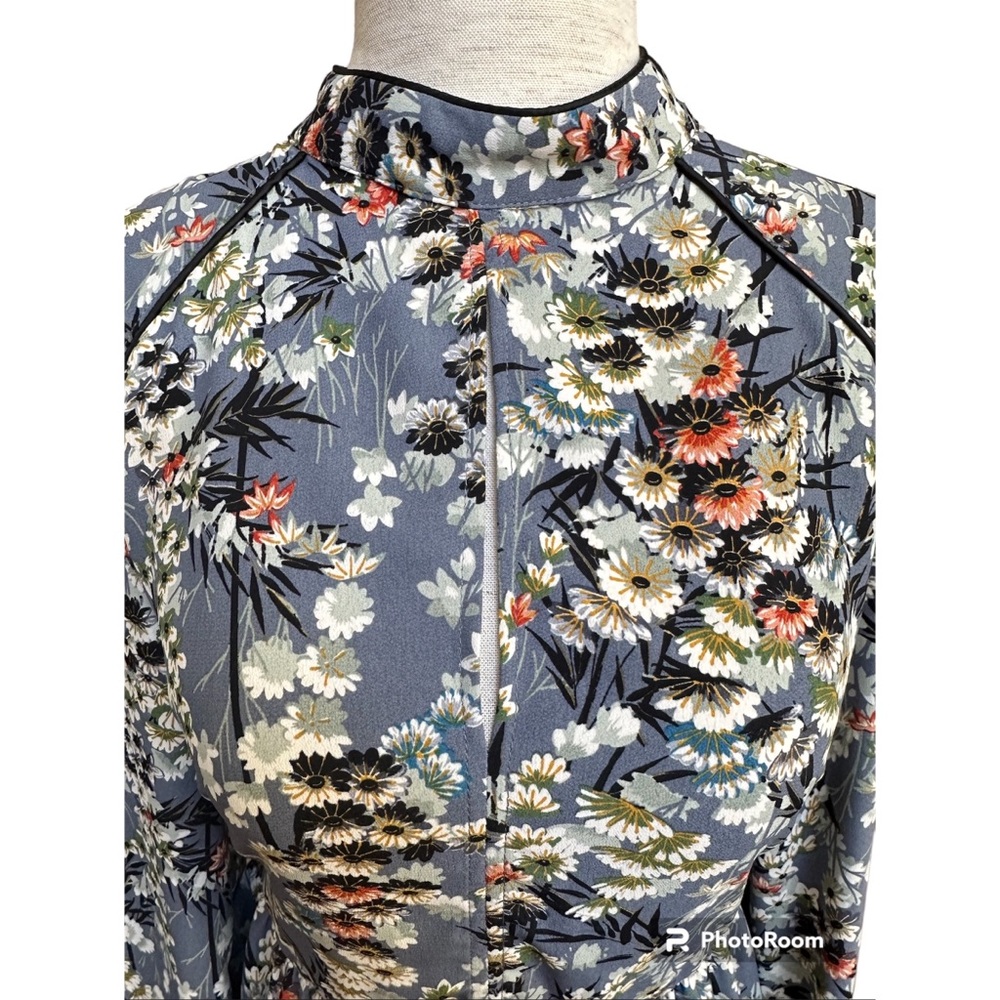 Zara Floral Gathered Waist Long Sleeves Mini Dress, NWOT, M - Picture 8 of 15